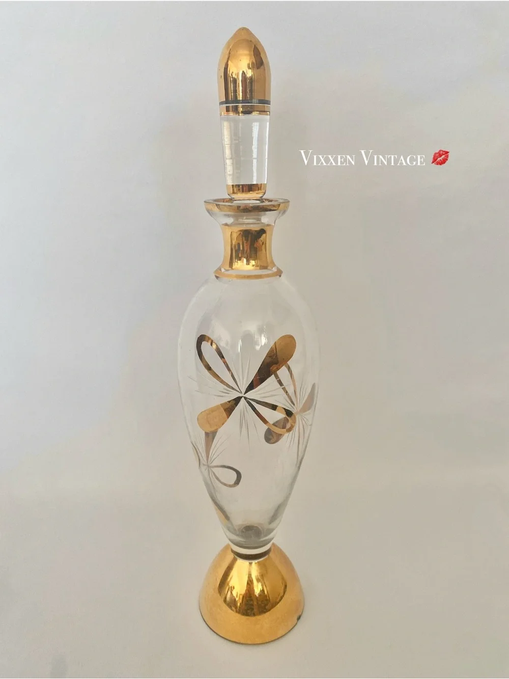 VINTAGE 1960'S MCM GOLD RIMMED DECANTER CORDIAL 7-PIECE SET